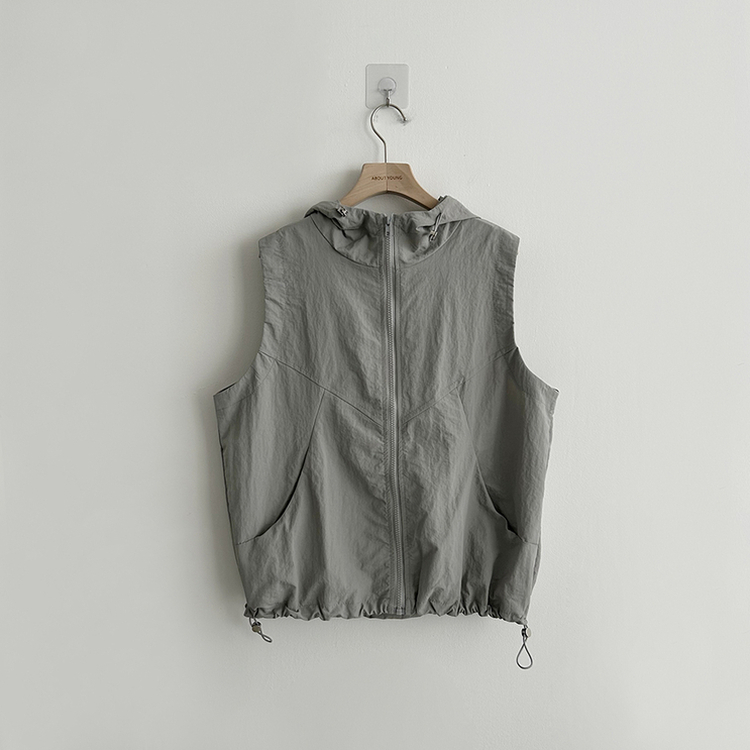 クールサマーフードベストジップアップ