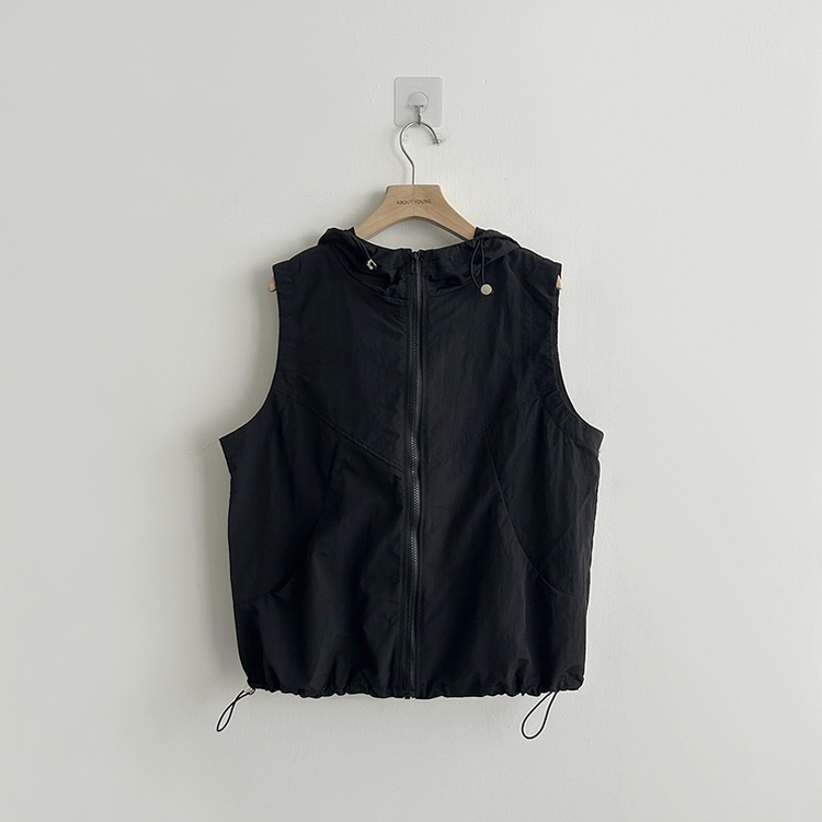 クールサマーフードベストジップアップ