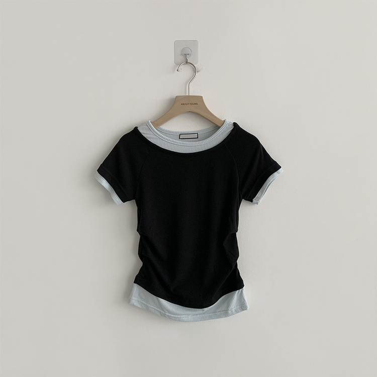 バイカラーレイヤード半袖Tシャツ