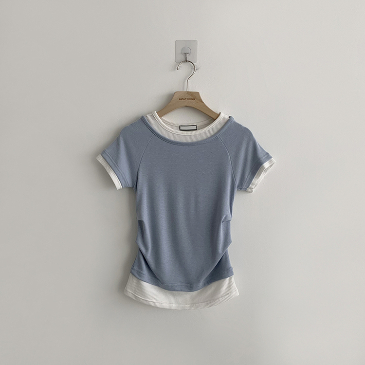 バイカラーレイヤード半袖Tシャツ