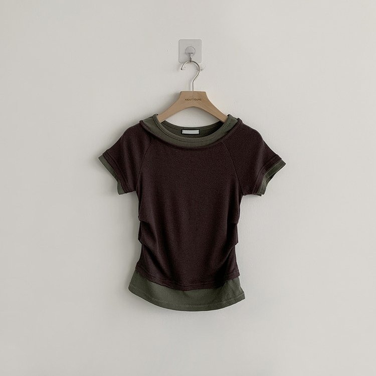 バイカラーレイヤード半袖Tシャツ