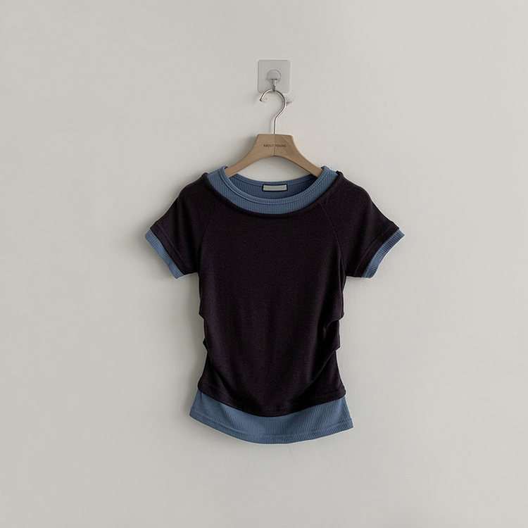 バイカラーレイヤード半袖Tシャツ