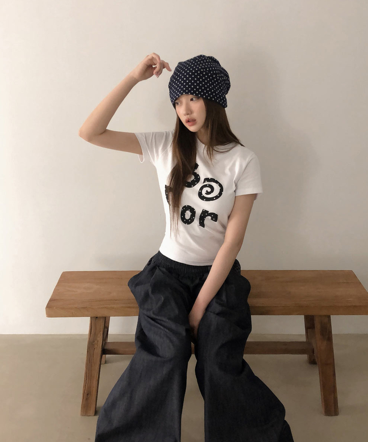 ドットレタリングラウンド半袖Tシャツ WHITE