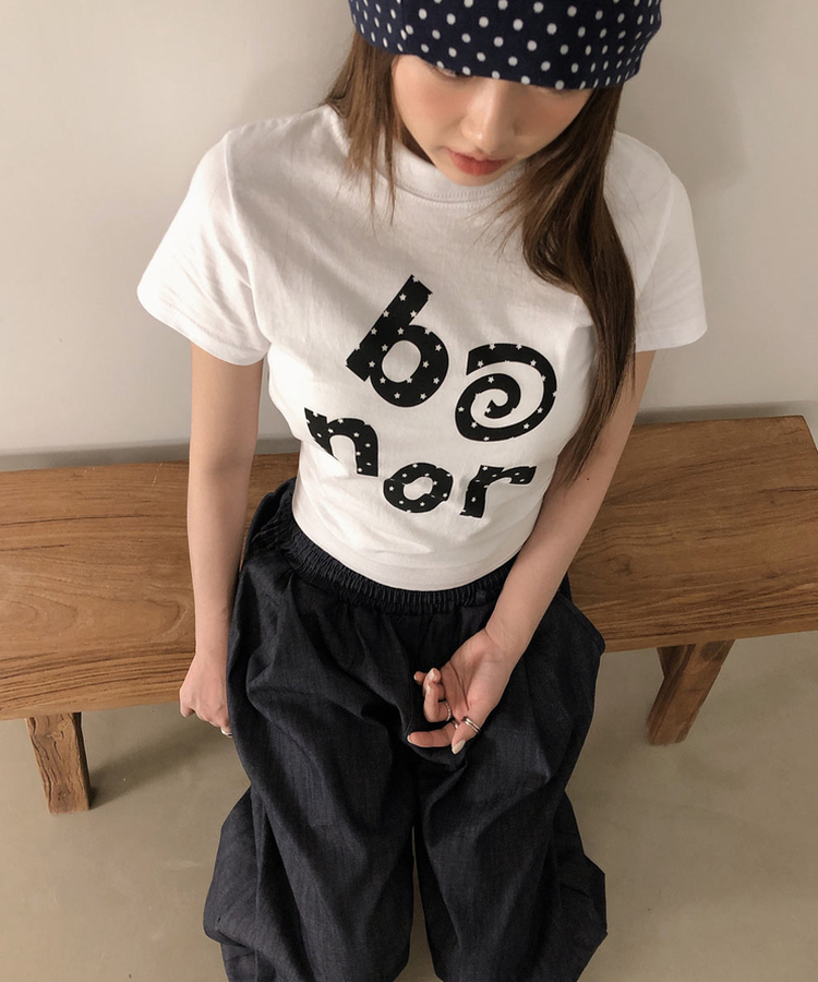 ドットレタリングラウンド半袖Tシャツ WHITE