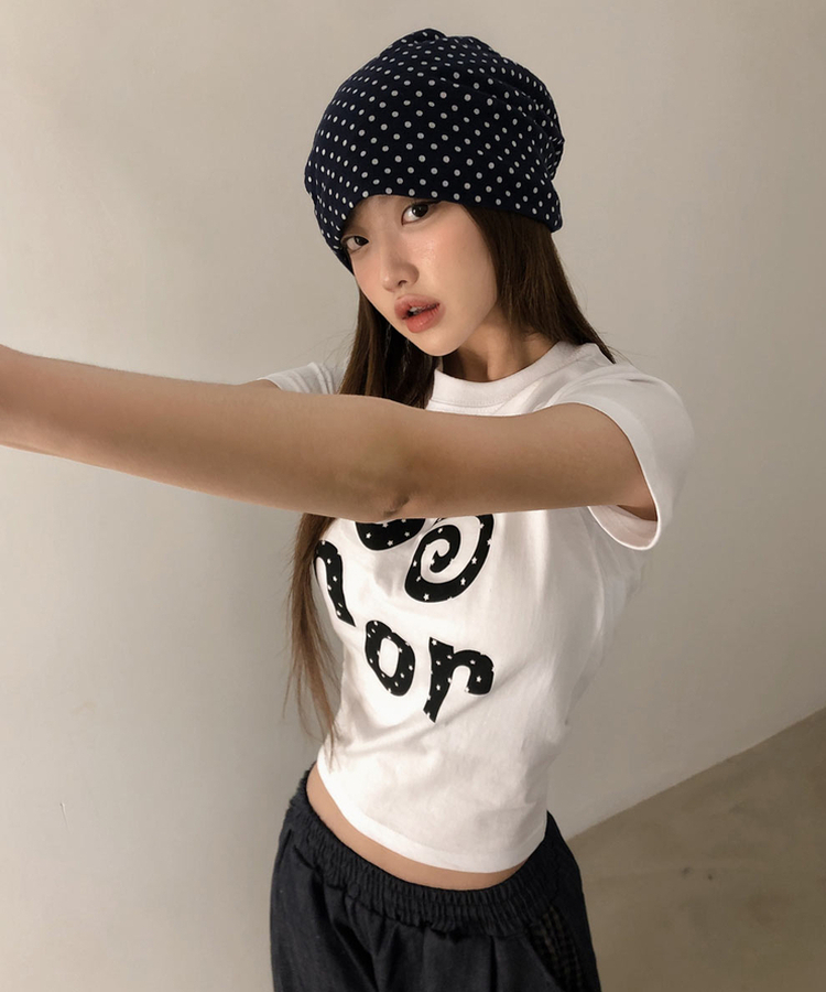 ドットレタリングラウンド半袖Tシャツ WHITE