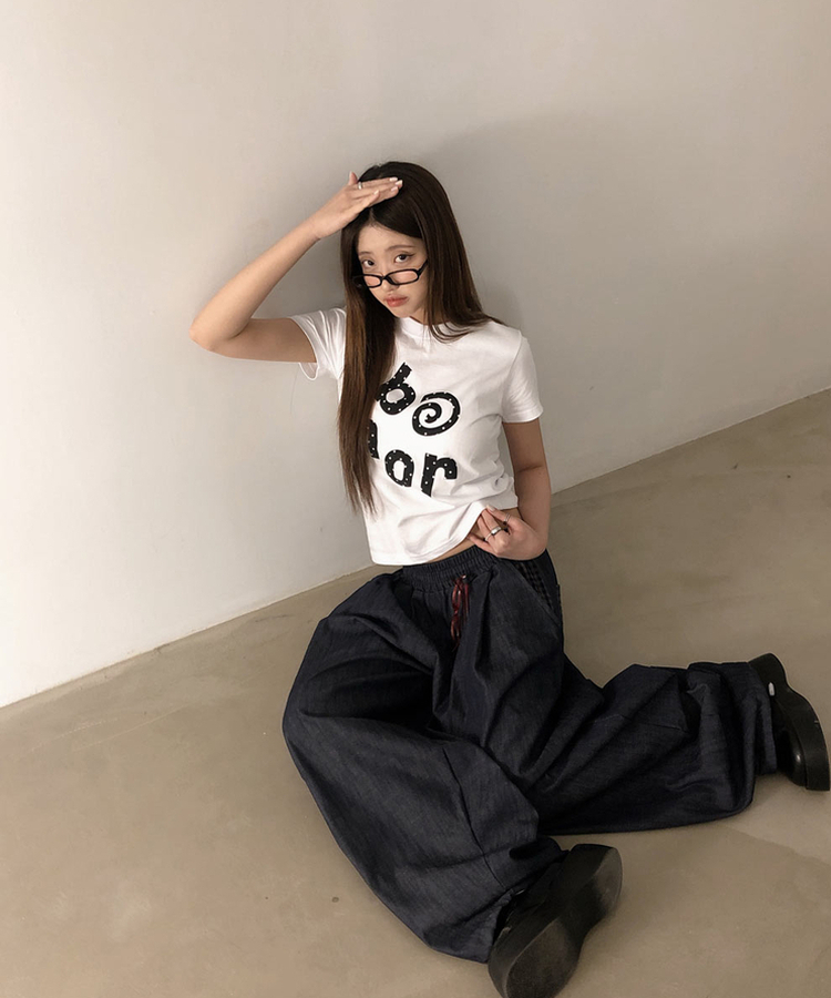 ドットレタリングラウンド半袖Tシャツ WHITE