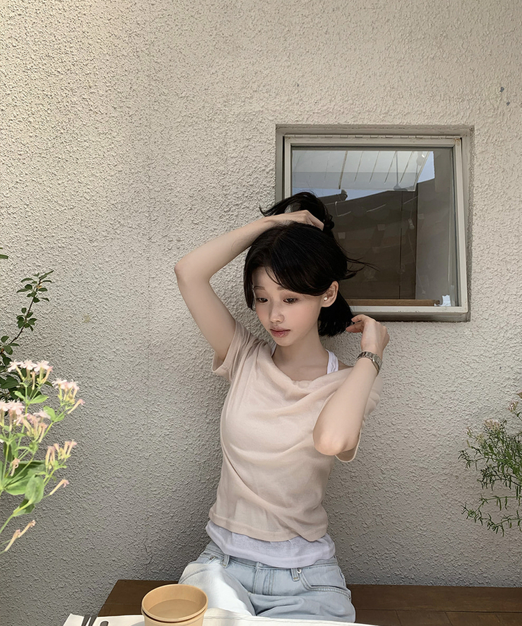 ホルターレイヤードTシャツ BEIGE