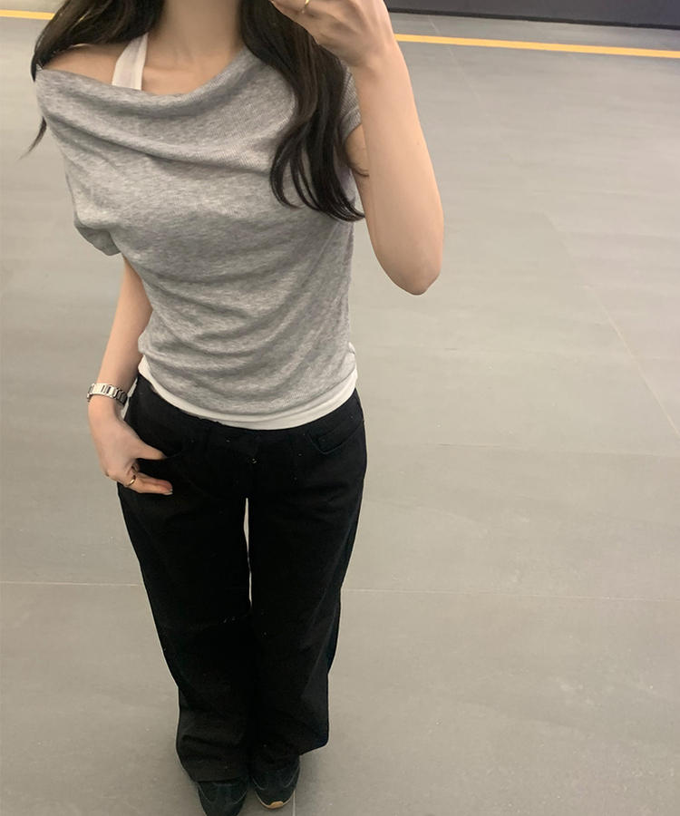 ホルターレイヤードTシャツ GRAY