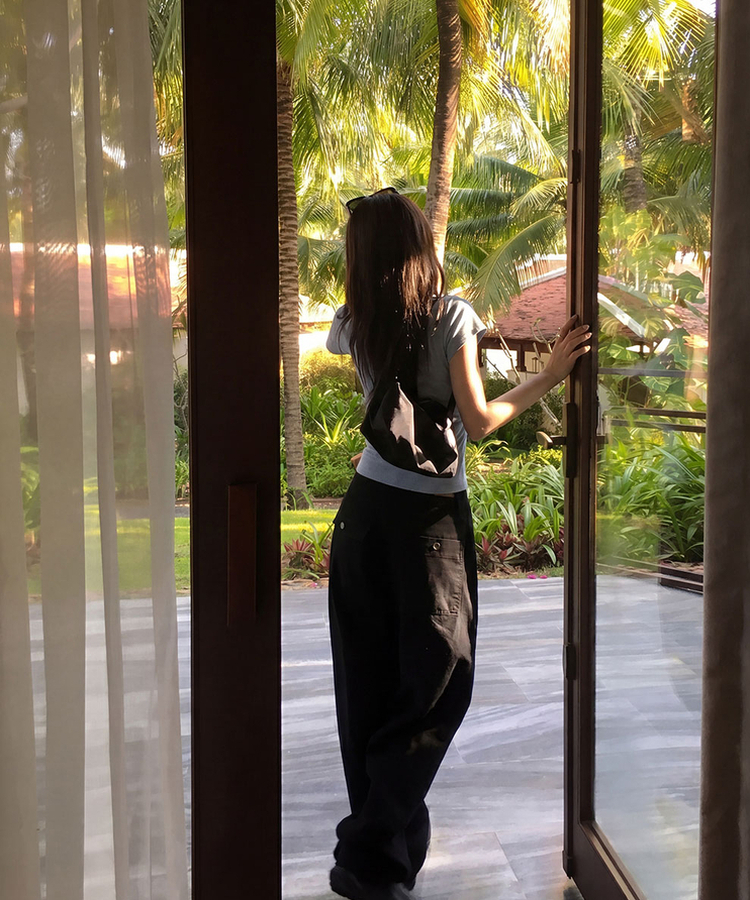 Uネックコットン半袖Tシャツ(7color) SOFT BLUE