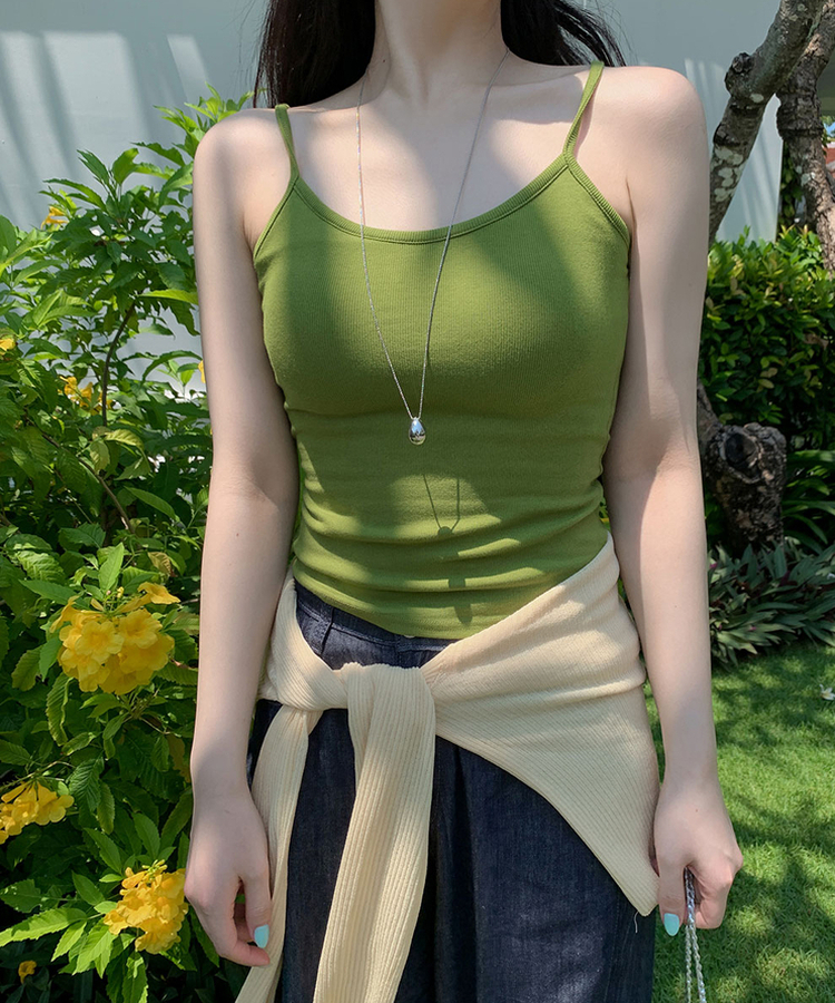 【カップ付き】ベーシックキャミソール(6color) OLIVE