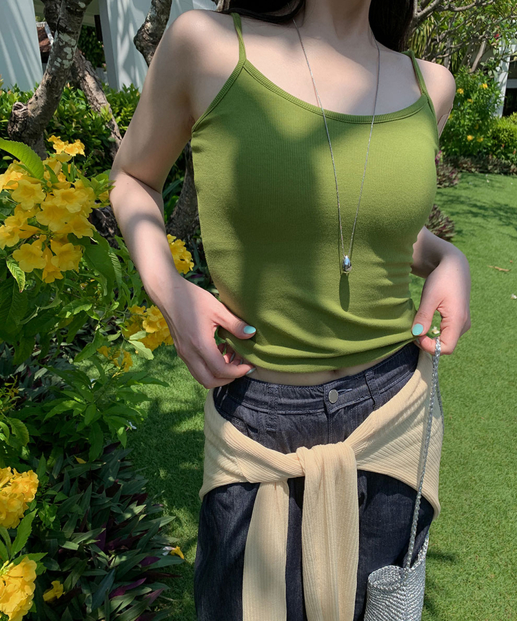 【カップ付き】ベーシックキャミソール(6color) OLIVE