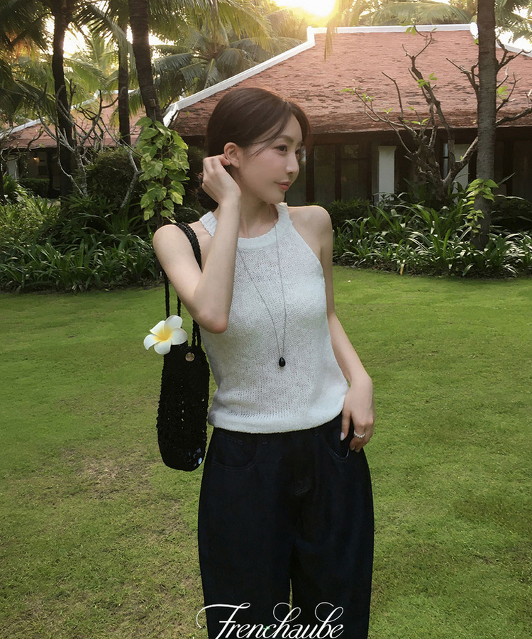 ピンテックワイドデニムパンツ BLACK DENIM