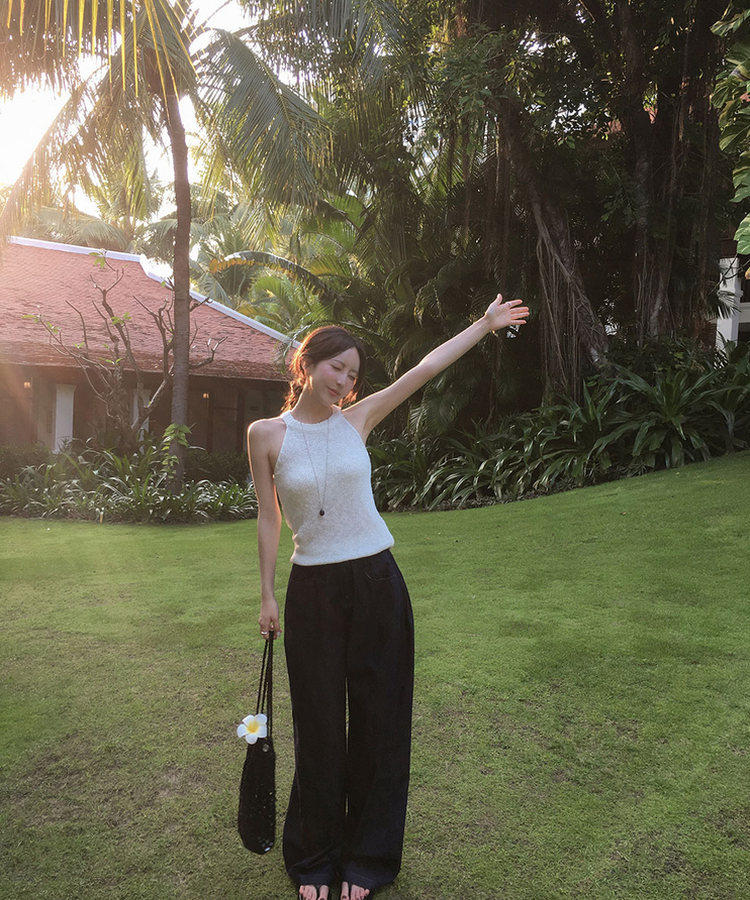 ホルターネックメッシュキャミソール(5color) IVORY