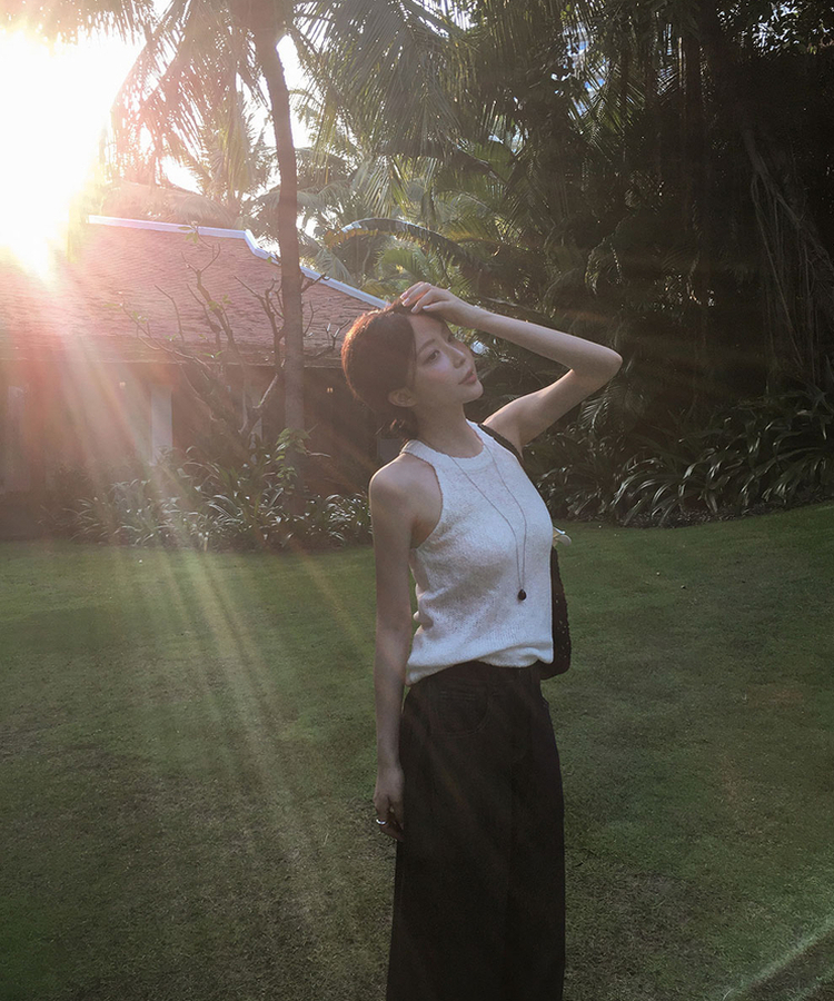 ホルターネックメッシュキャミソール(5color) IVORY