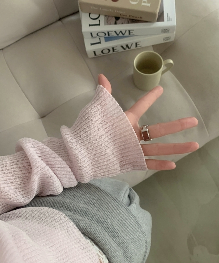 ラウンドネック長袖ニットカーディガン(7color) PINK