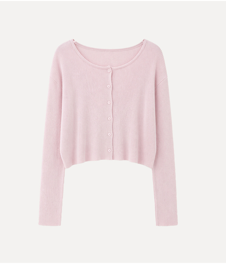 ラウンドネック長袖ニットカーディガン(7color)