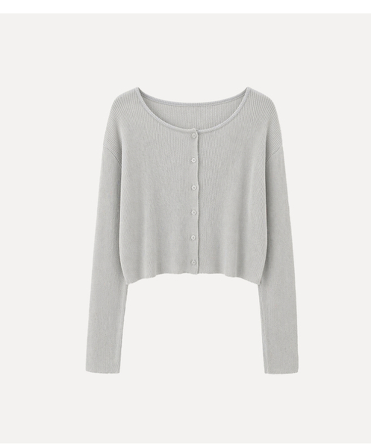 ラウンドネック長袖ニットカーディガン(7color)