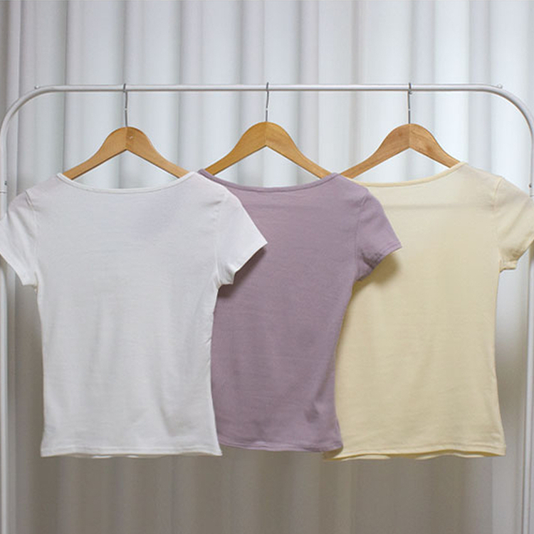 レースレイヤードリボンVネック半袖Tシャツ