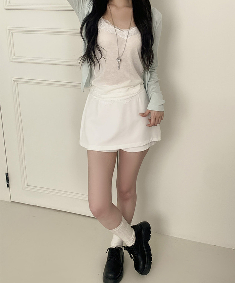 バンディングミニスカートパンツ IVORY