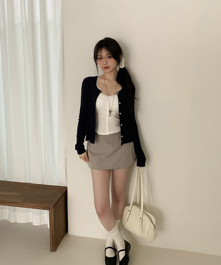 バンディングミニスカートパンツ BEIGE