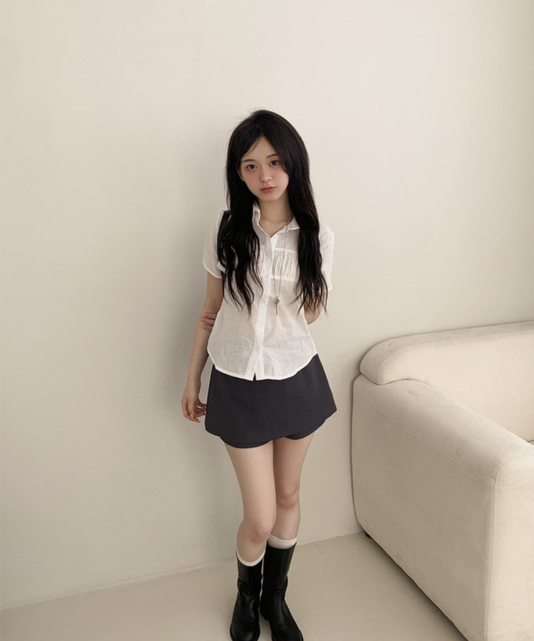 バンディングミニスカートパンツ CHARCOAL