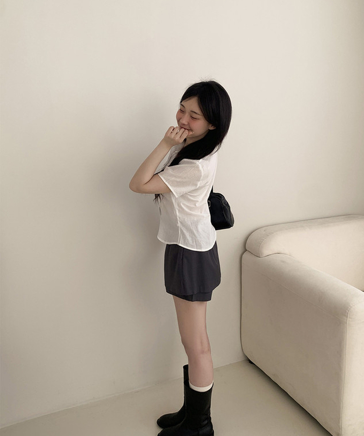 バンディングミニスカートパンツ CHARCOAL