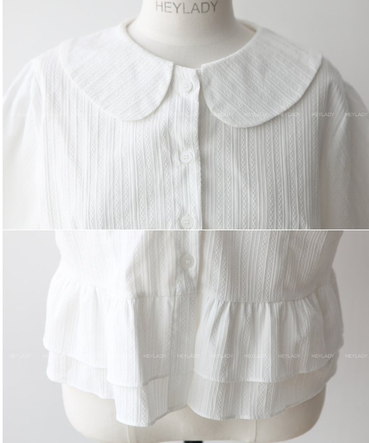 コットンカラーフリルブラウス