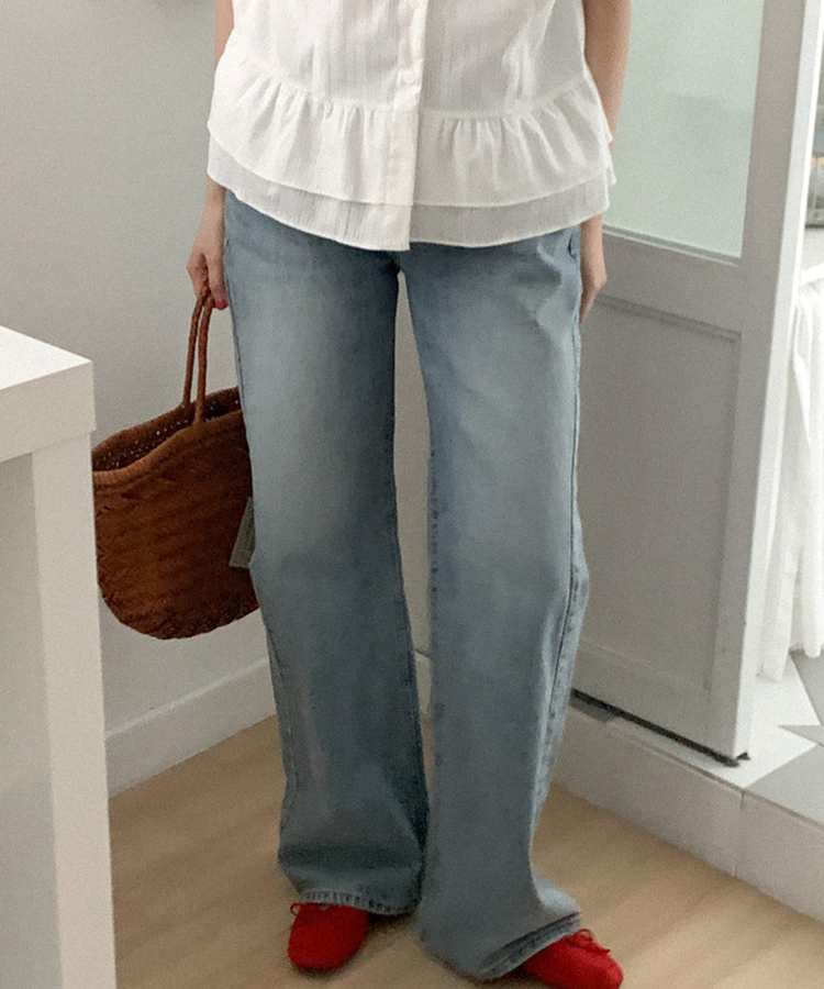 ワイドデニムパンツ MID DENIM