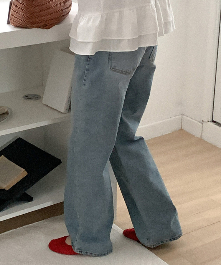 ワイドデニムパンツ MID DENIM