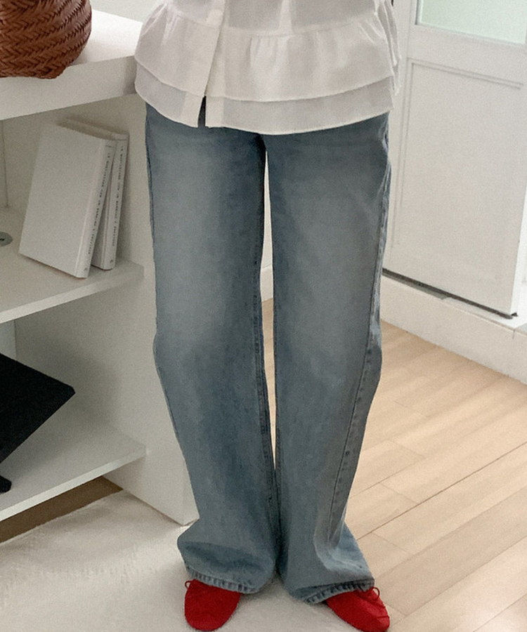 ワイドデニムパンツ MID DENIM