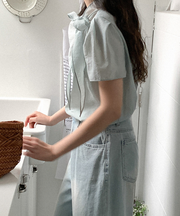 ドレープリボンブラウス MINT