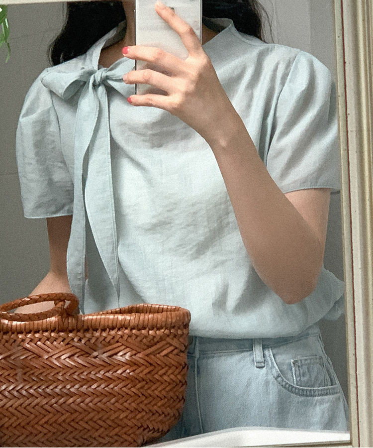 ドレープリボンブラウス MINT