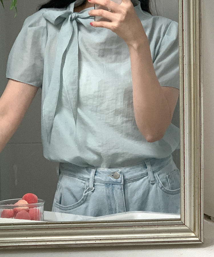 ドレープリボンブラウス MINT