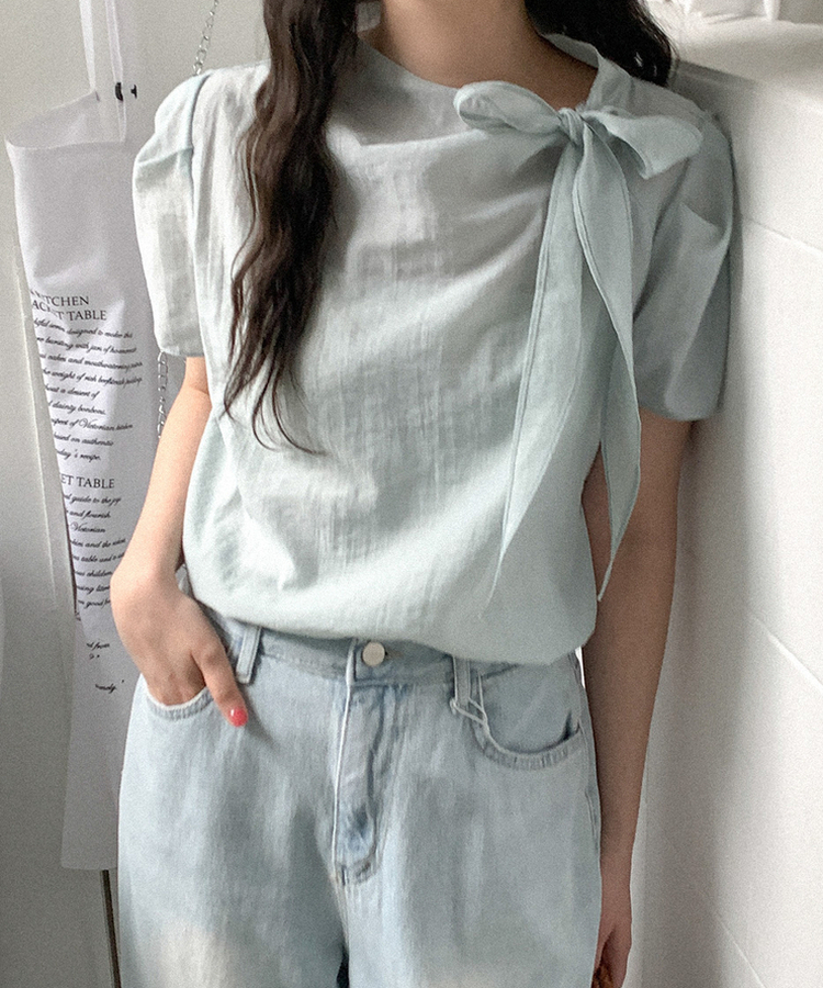 ドレープリボンブラウス MINT
