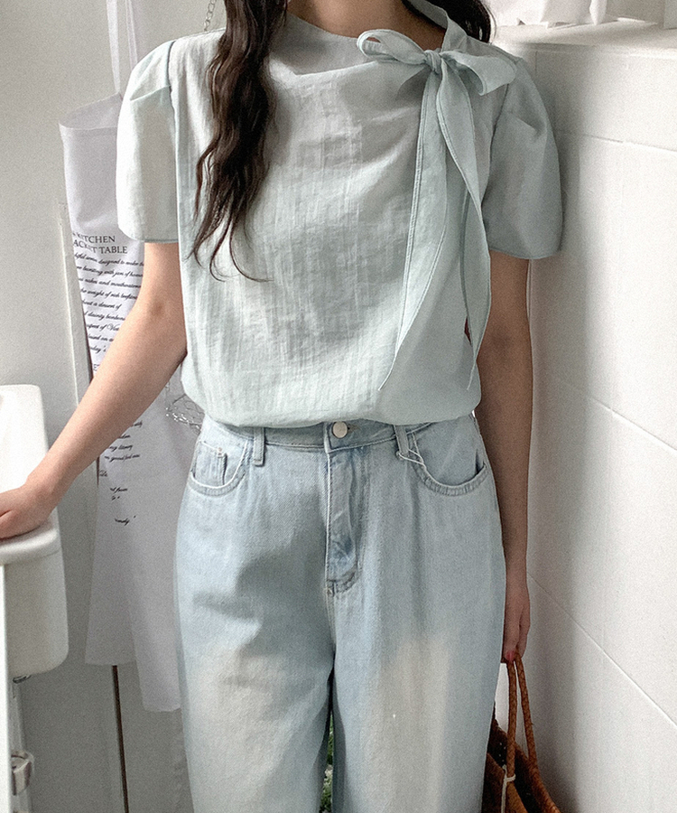 ドレープリボンブラウス MINT