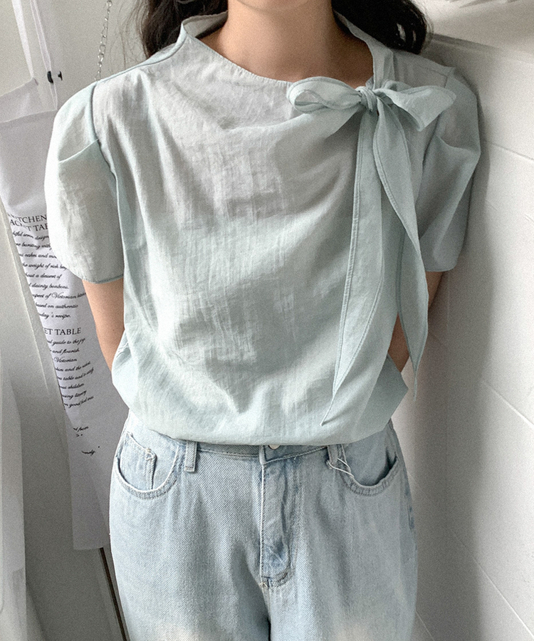 ドレープリボンブラウス MINT