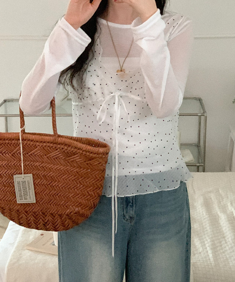 ドットシースルーレイヤードキャミソール IVORY