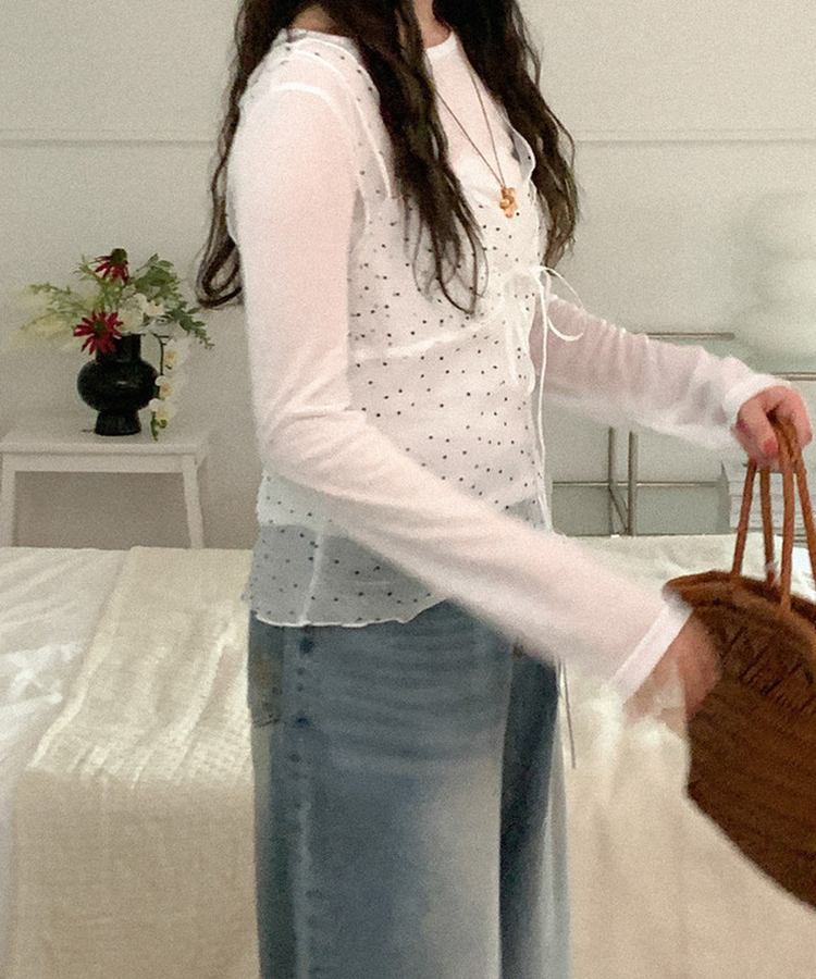 ドットシースルーレイヤードキャミソール IVORY