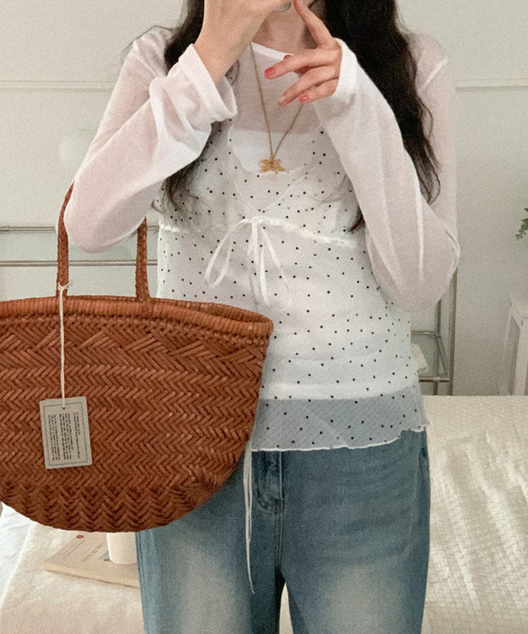 ドットシースルーレイヤードキャミソール IVORY