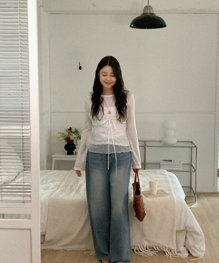 ドットシースルーレイヤードキャミソール IVORY