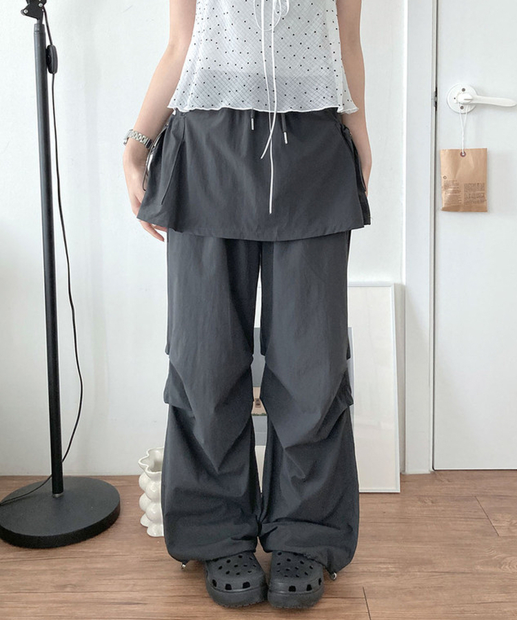 バンディングナイロンスカートパンツ CHARCOAL