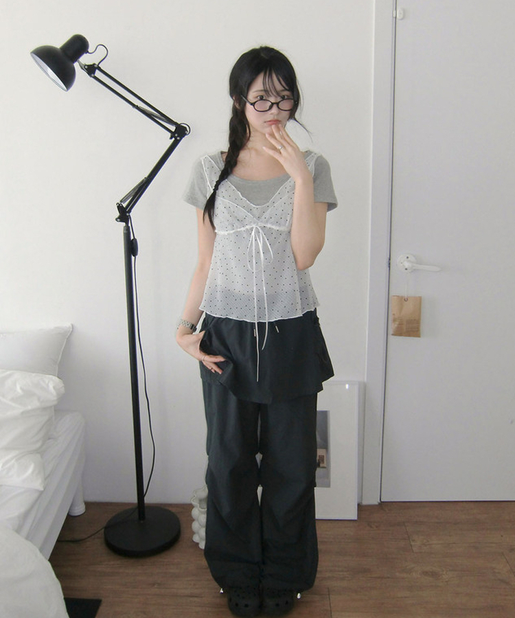 バンディングナイロンスカートパンツ CHARCOAL