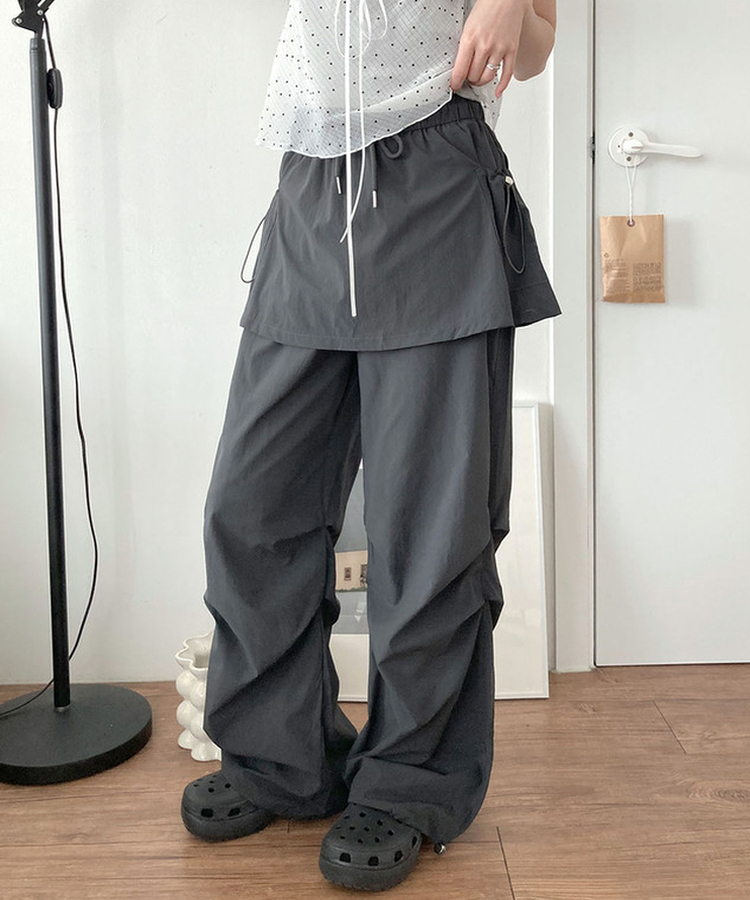 バンディングナイロンスカートパンツ CHARCOAL