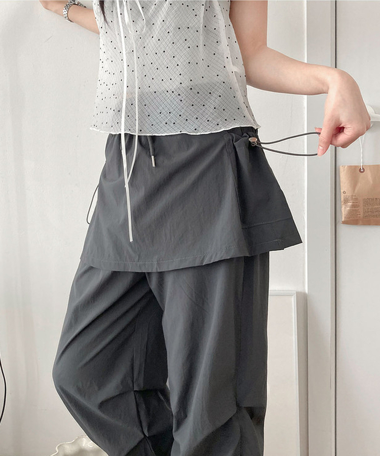 バンディングナイロンスカートパンツ CHARCOAL