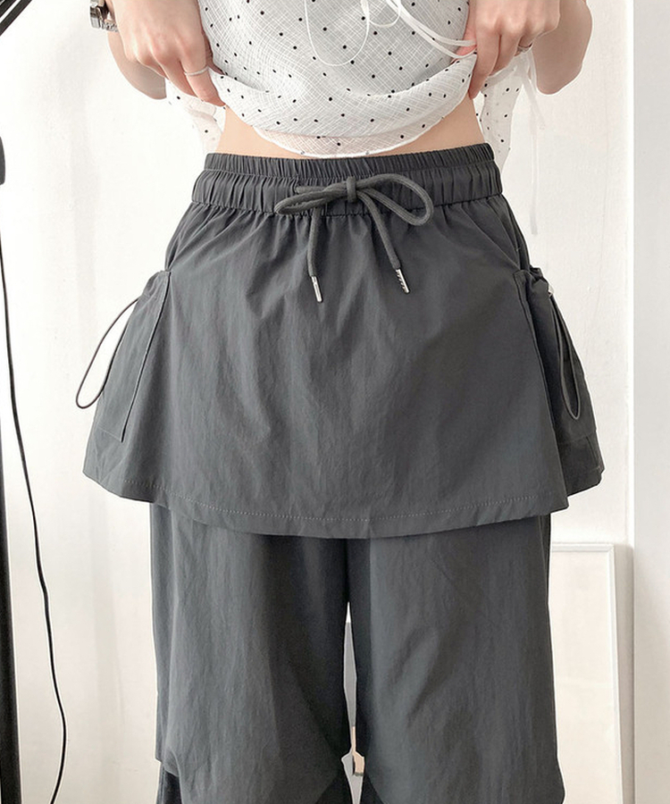 バンディングナイロンスカートパンツ CHARCOAL