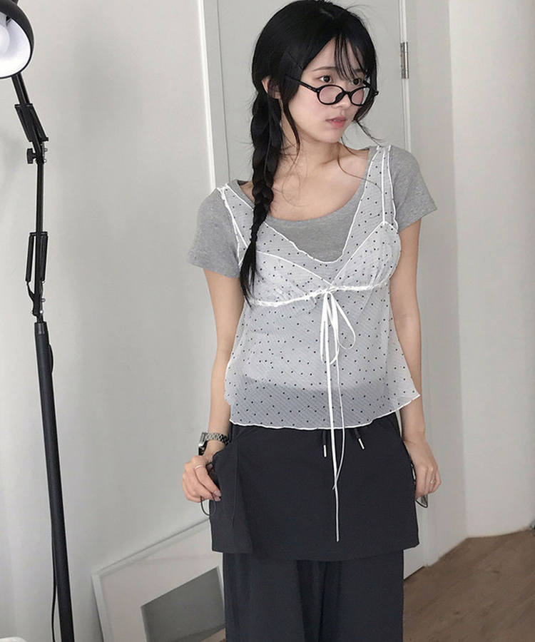 バンディングナイロンスカートパンツ CHARCOAL