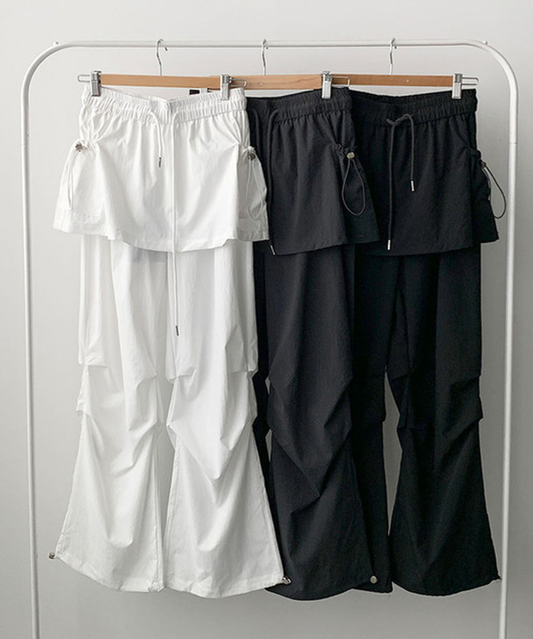 バンディングナイロンスカートパンツ