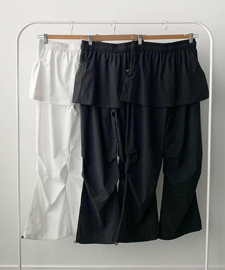バンディングナイロンスカートパンツ