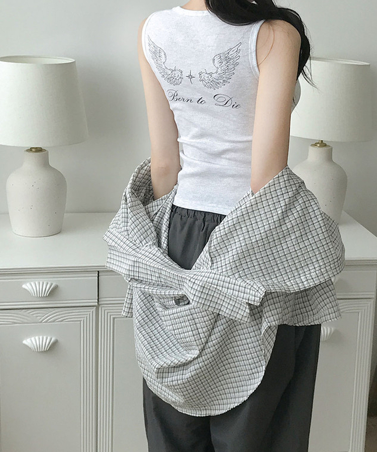 ラウンドネックキャミソール MELANGE WHITE