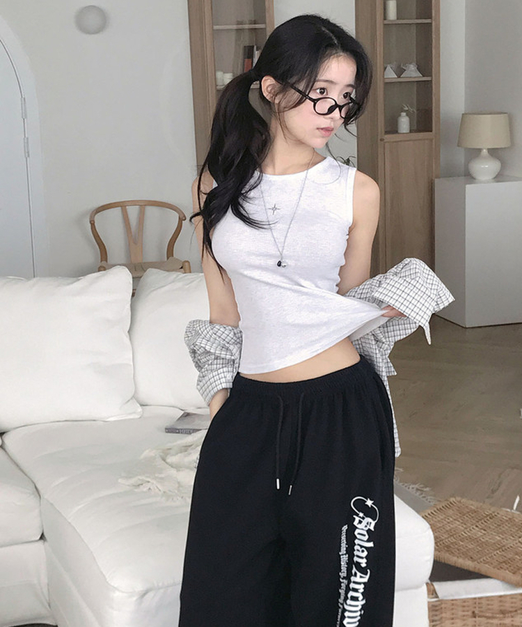 ラウンドネックキャミソール MELANGE WHITE